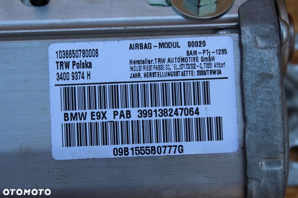 Poduszka powietrzna pasażera BMW E9X 399138247064 - 4