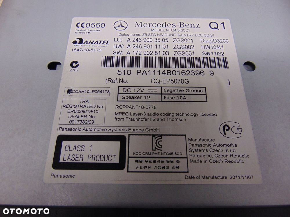 FABRYCZNE RADIO CD MERCEDES B KLASA W246 EUROPA - 14