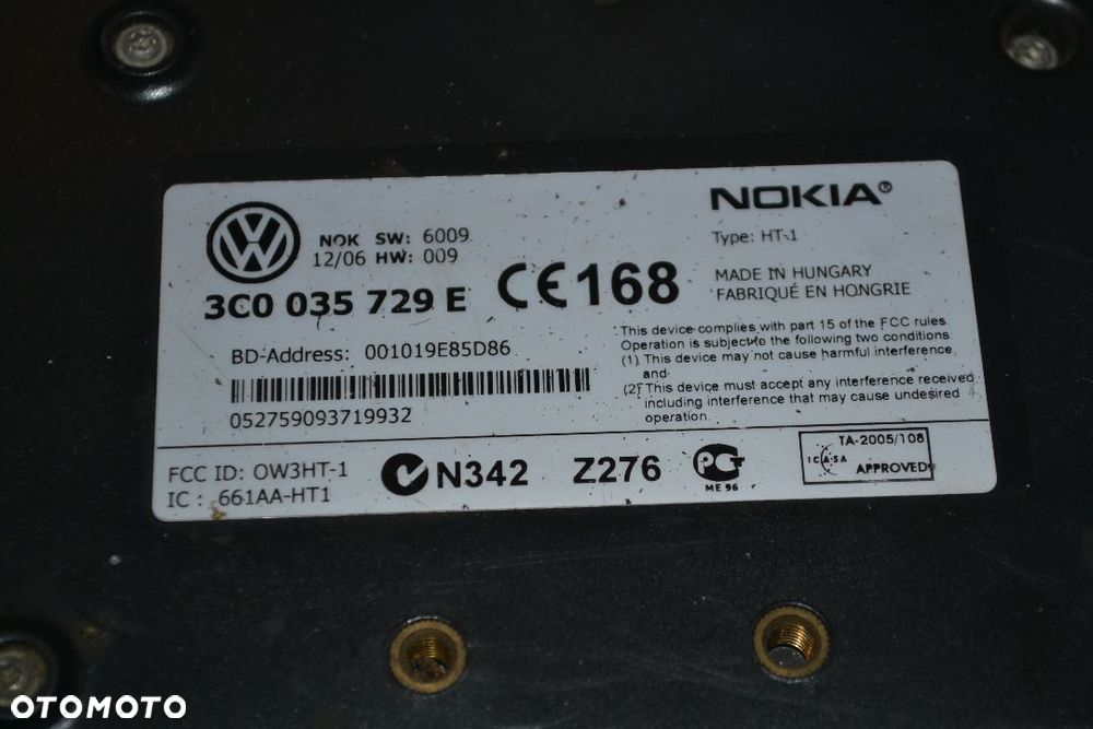 VW PASSAT B6 GOLF V MODUŁ BLUETOOTH NOKIA 3C0035729E - 3