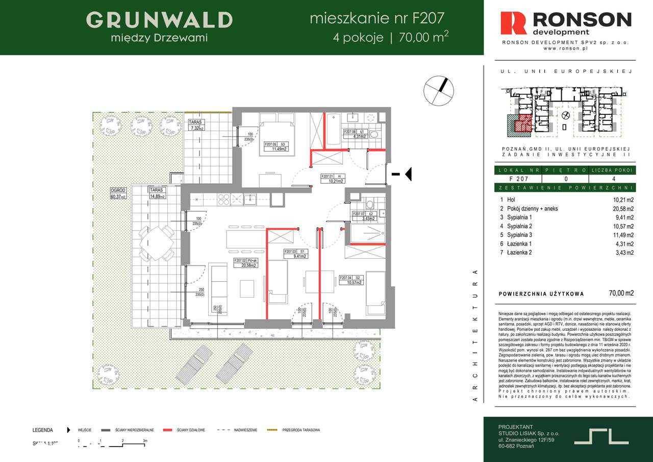 4-pokojowe mieszkanie 70m2 + ogródek Bezpośrednio - Pełny obrazek: 2/11