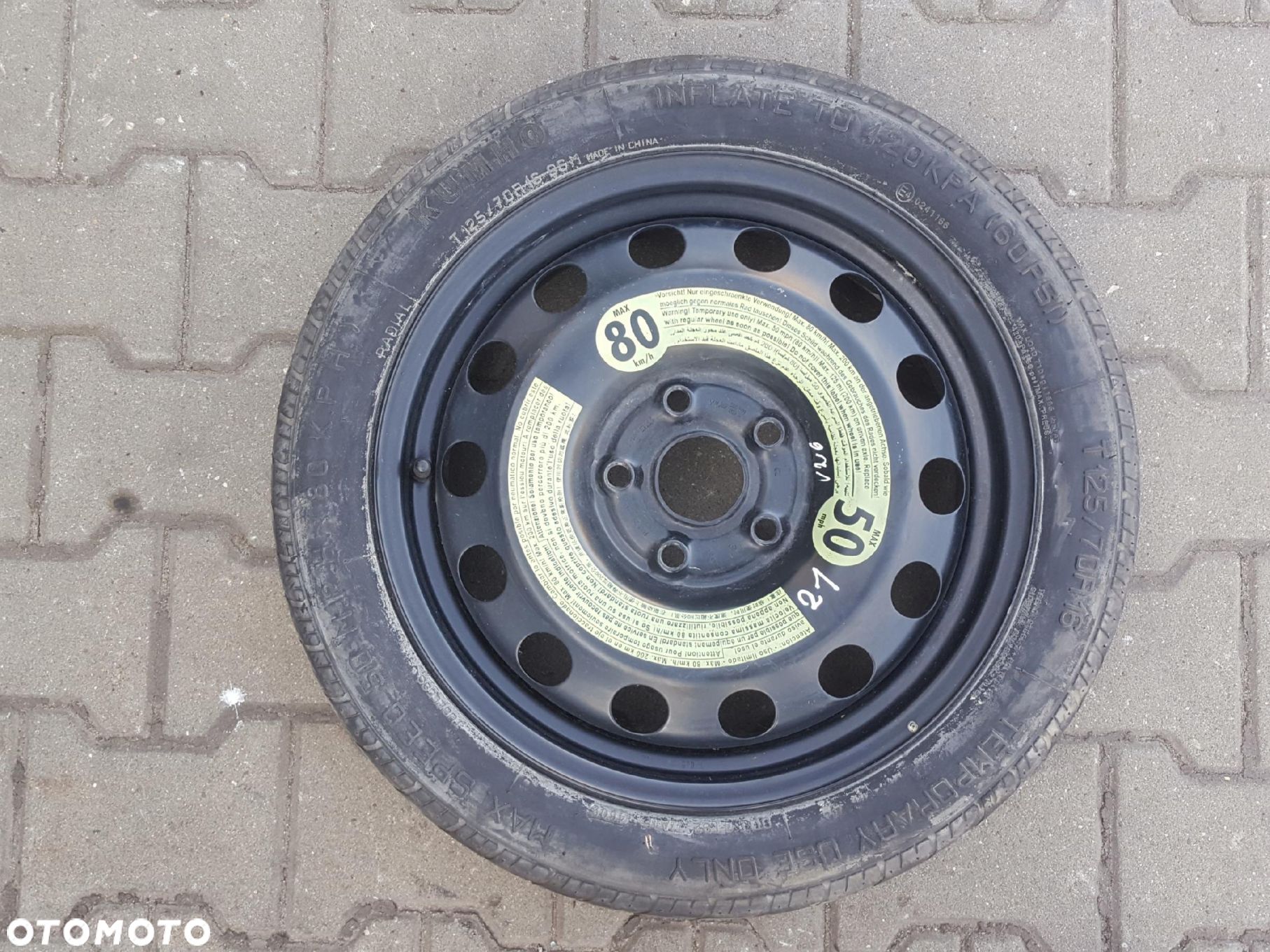 VW GOLF VI 6 V 5 EOS SEAT LEON II ALTEA AUDI A3 8P KOŁO DOJAZDOWE 16 5X112 - 1