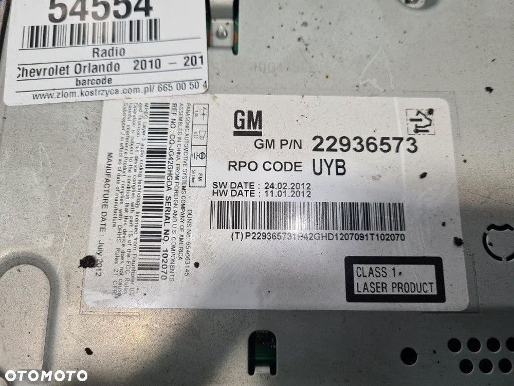 CHEVROLET ORLANDO RADIO 22936573 - 2