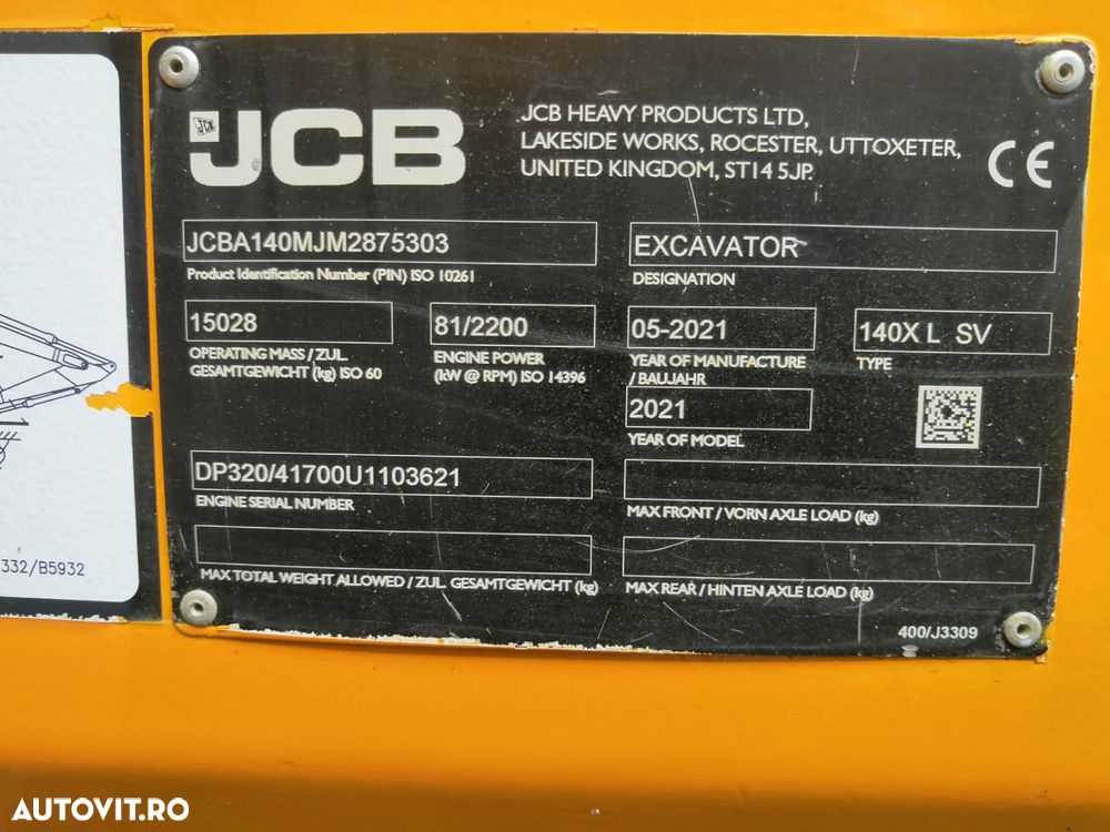JCB 140XL SV Excavator, TOP !!! - 36