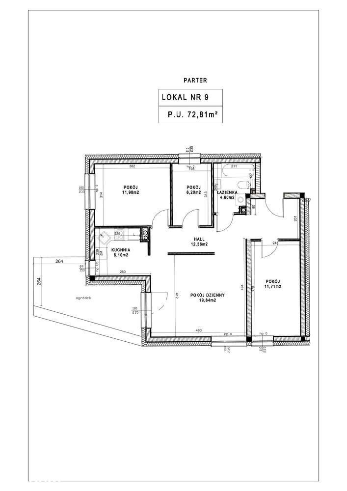 Mieszkanie Nr 9 - Parter - 72,81m2