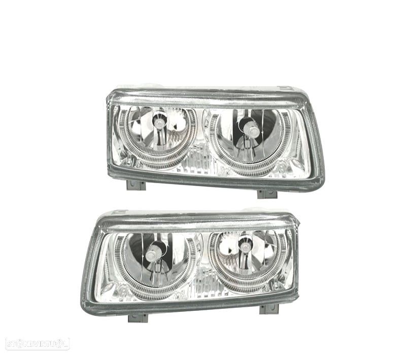 FARÓIS ANGEL EYES VOLKSWAGEN VW PASSAT 93-96 FUNDO CROMADO - 1