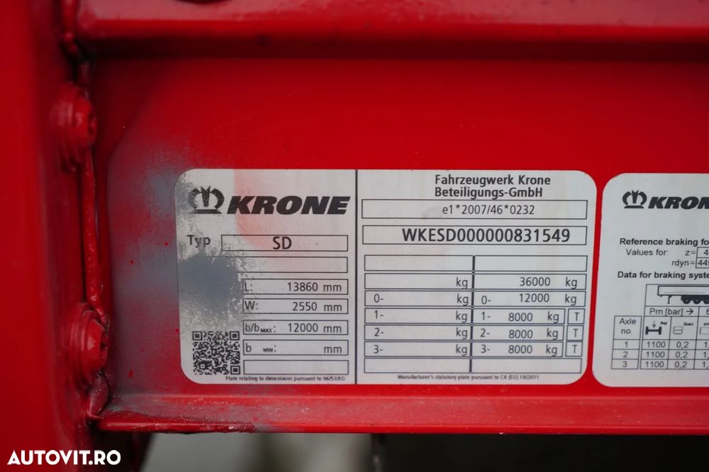 Krone CORTINĂ KRONE / MEGA / PUNȚĂ RIDICATĂ / ACOPERIȘ RIDICAT / PLATFORMĂ JOSĂ / - 28