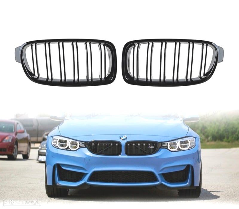 GRELHAS FRONTAIS BMW F30 F31 LOOK M3 PRETO BRILHANTE - 1