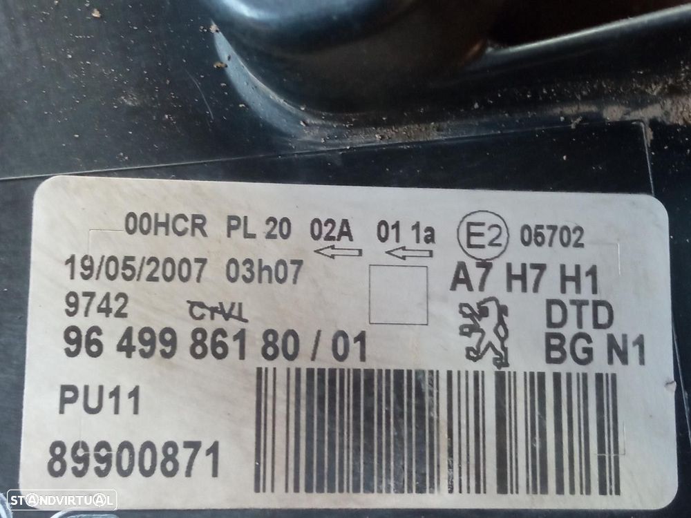 FAROL DIREITO PEUGEOT 207 2007 -620695 - 5