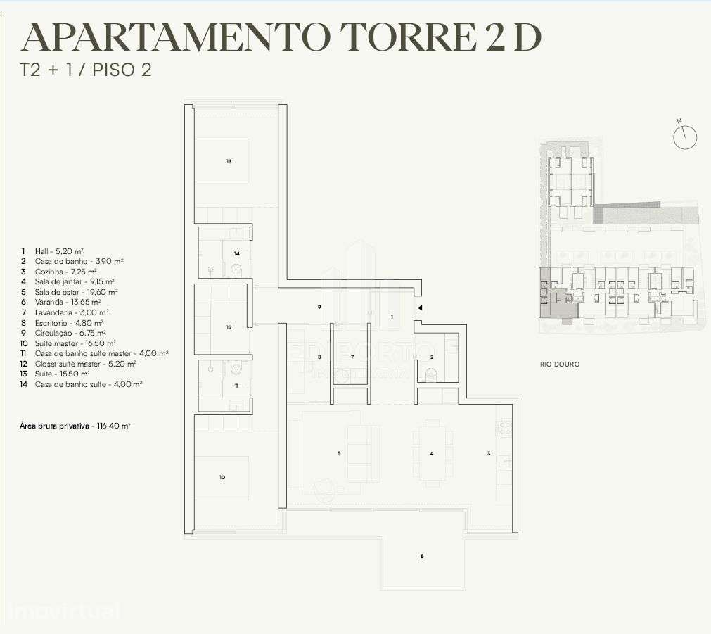 Apartamento T2+1 com terraço em empreendimento de luxo no Campo Alegre - Grande imagem: 2/24