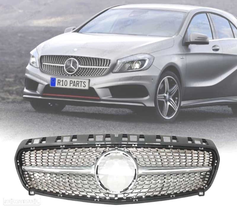 GRELHA FRONTAL MERCEDES CLASE A W176 12-15 CROMADO LOOK DIAMOND - 1