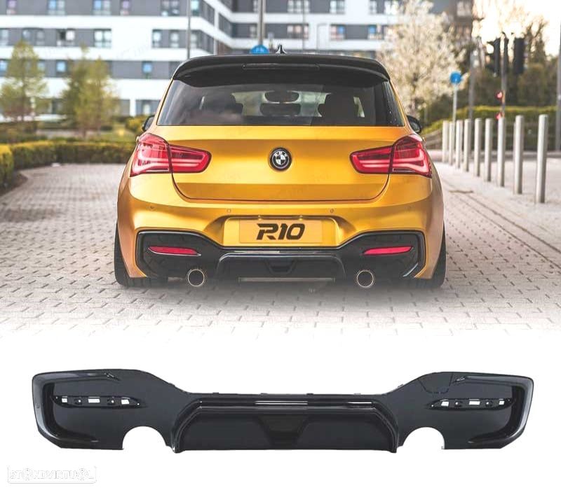DIFUSOR TRASEIRO BMW SERIE 1 F20 F21 LCI 15- DUPLA SAIDA LOOK CS - 1