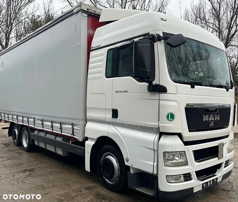 MAN TGX 24.480 XLX 6x2 JUMBO FIRANKA DŁ:7.40m AUTOMAT KLIMA WEBASTO STANDKLIMA 2xALUTANK DMC:25000kg 990000km ŁAD:12550kg 2008r EURO 4 NOWE PLANDEKI ŁADNY
