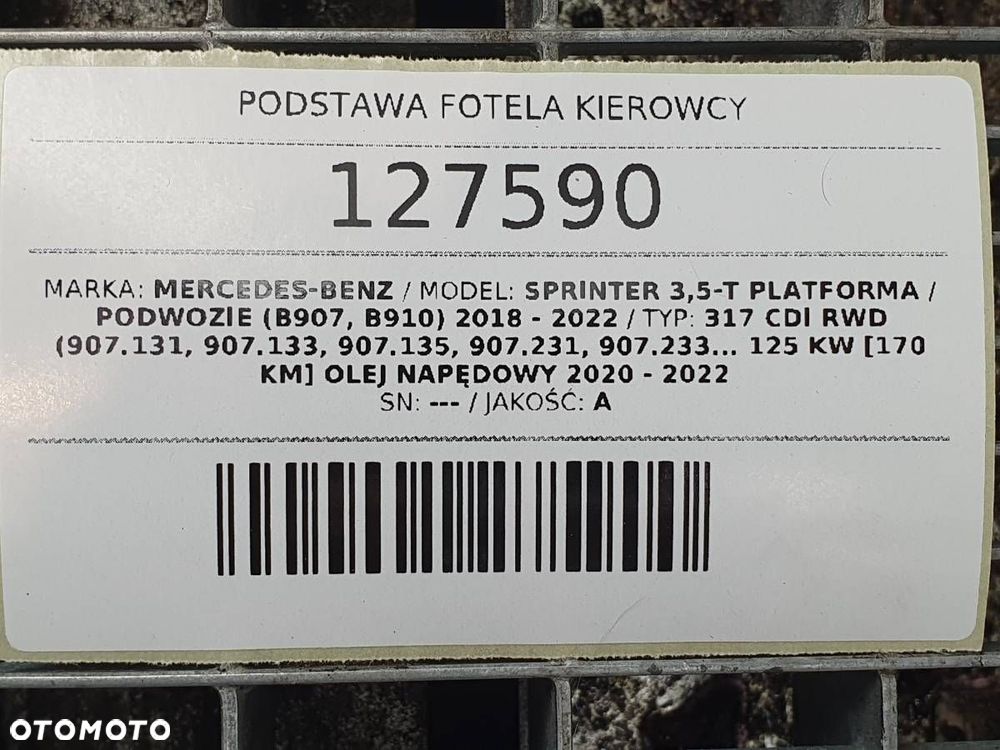 PODSTAWA FOTELA KIEROWCY MERCEDES SPRINTER W907 2022 EU - 6