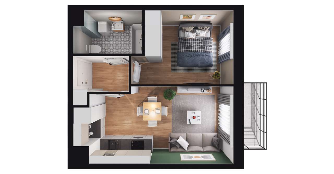 2-pokojowe mieszkanie 32m2 + balkon Bez Prowizji - Pełny obrazek: 3/7