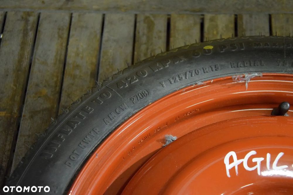 Opel Agila B II Suzuki Splash 08- Koło dojazdowe zapasowe 4x100 125/70R15 nowe nieużywane - 4
