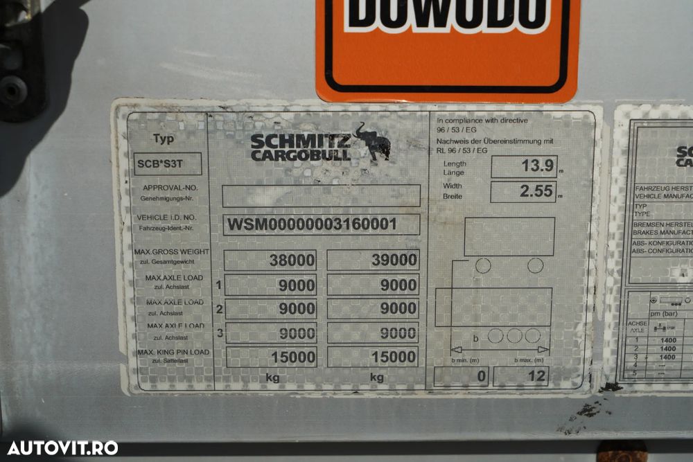 Schmitz Cargobull CORTINĂ / STANDARD / 2 AXE RIDICATIVE - 26