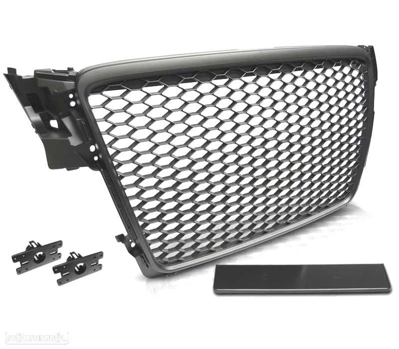 GRELHA FRONTAL AUDI A4 B8 08-11 PRETO FOSCO LOOK RS - 2