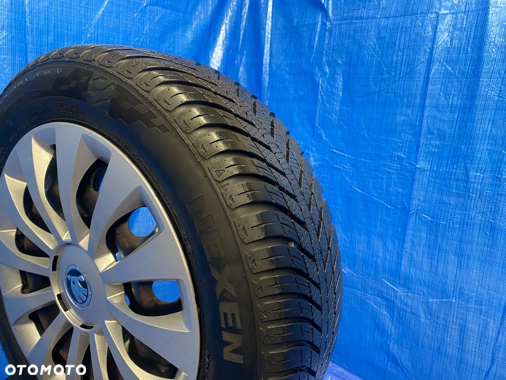 KOŁA 15 KOŁO FELGA STALOWE 6J x 15" 5X100; 57,1mm ET38 KOMPLET ; KOŁPAKI SKODA OE ; OPONY WIELOSEZONOWE NEXEN; SKODA RAPID FABIA OCTAVIA SKALA ; VW ; SEAT ; AUDI ITP. - 8