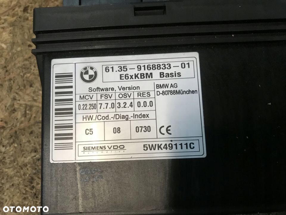 MODUŁ STEROWNIK NADWOZIA 9168833 BMW E60 E63 E64 - 2