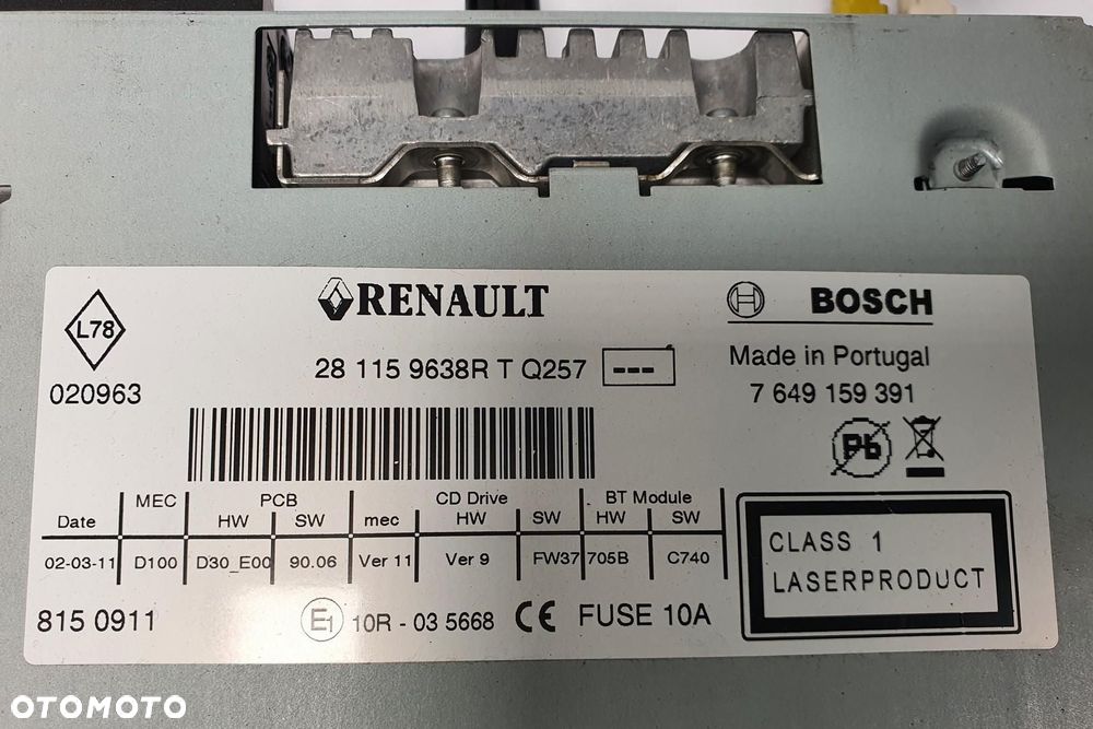 RADIO CD FABRYCZNE RENAULT MEGANE III 281159638R - 3