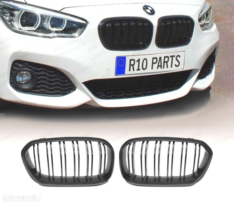 GRELHA DESPORTIVA BMW F20 F21 LCI 15-19 DUPLA LAMINA PRETO MATE - 1