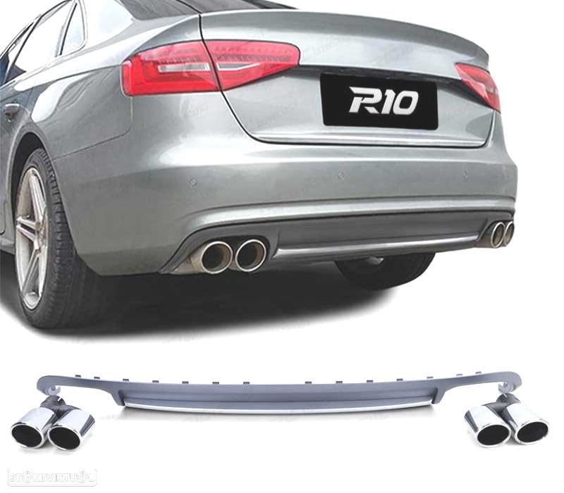 DIFUSOR AUDI A4 B8 08-11 LOOK S4 + PONTEIRAS ESCAPE CROMADO - 1