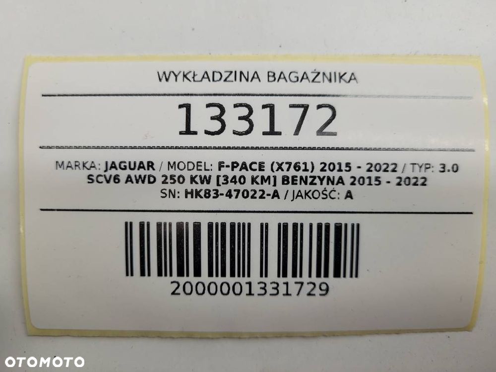 WYKŁADZINA BAGAŻNIKA PODŁOGA JAGUAR F-PACE X761 HK83-47022-A - 8