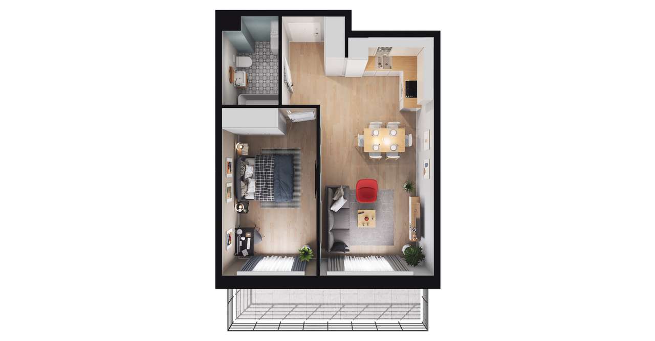 2-pokojowe mieszkanie 45m2 + balkon Bez Prowizji - Pełny obrazek: 2/23
