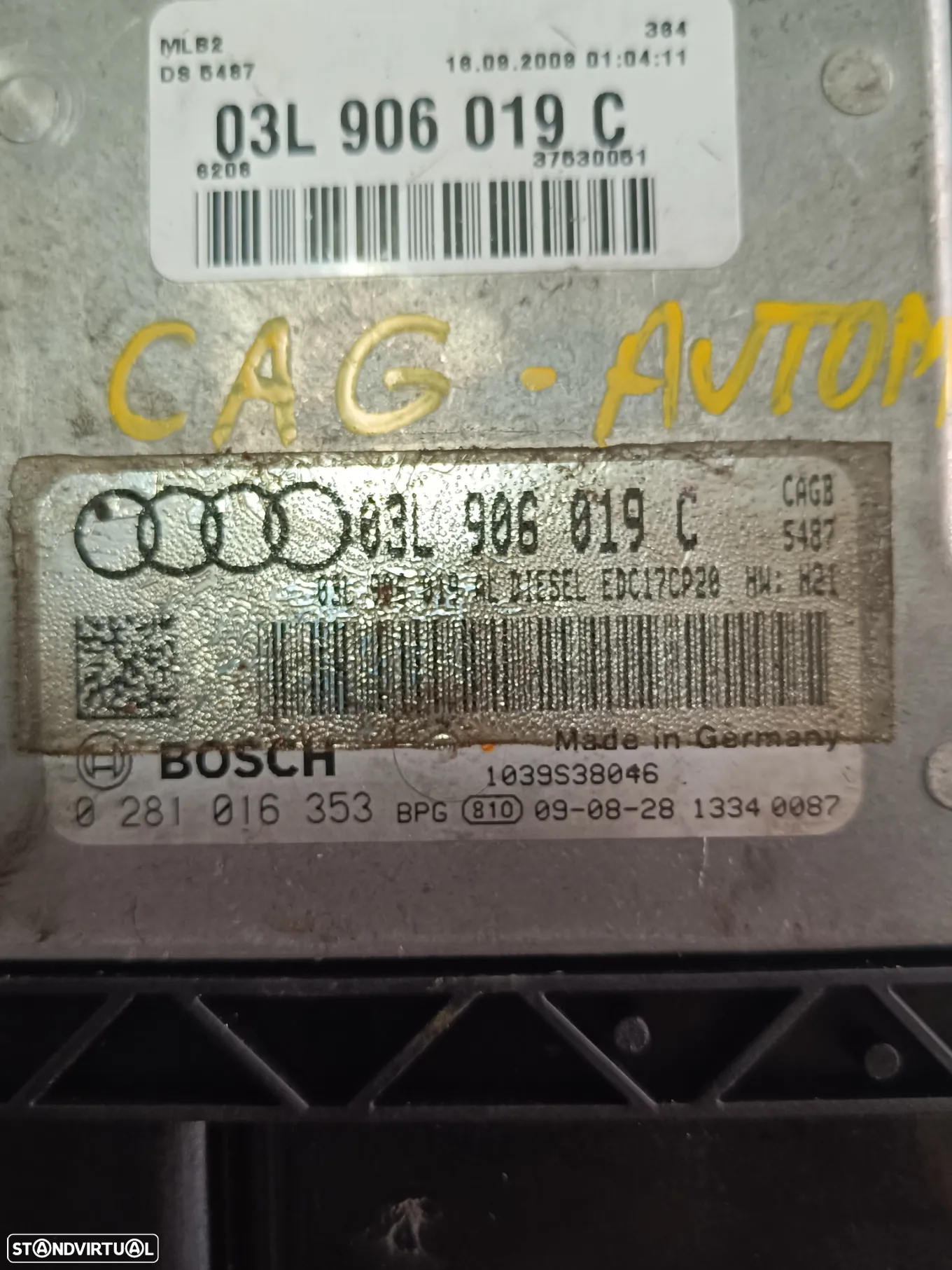 centralina audi A4 2.0TDI 143cv CAGB   0 281 016 353 / 03L 906 019 C / HW:H21 03L 906 019 dissel EDC17CP20 - 4