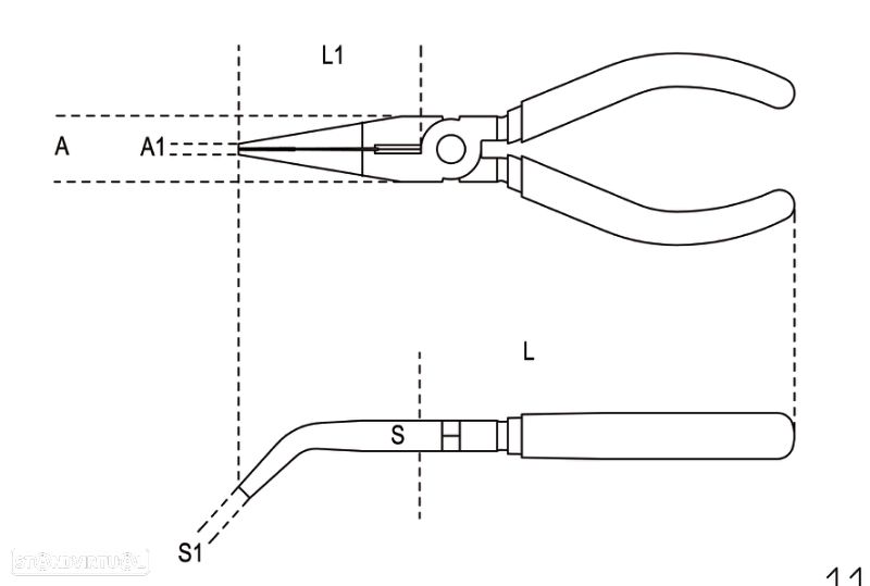beta extra long bent knurled nose pliers size 200 bi-material handles 55000063 - 2