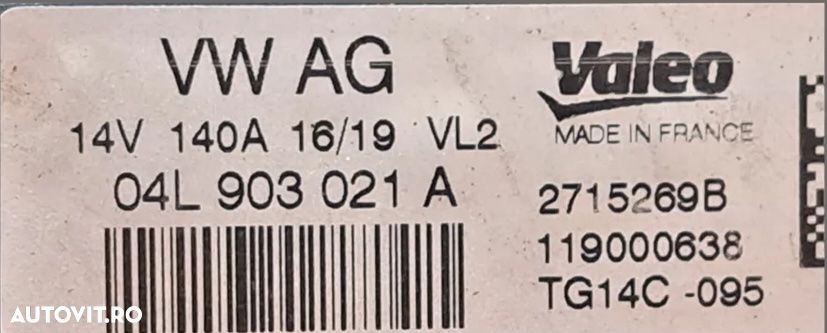 Alternator generator dinam 14V 140A VW Crafter Skoda Octavia VW Caddy cod: 04L903021A - 4
