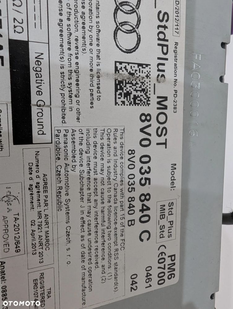 AUDI A3 8V RADIO NAWIGACJA WYŚWIETLACZ CZYTNIK 8V0857273M 8V0035840C - 9