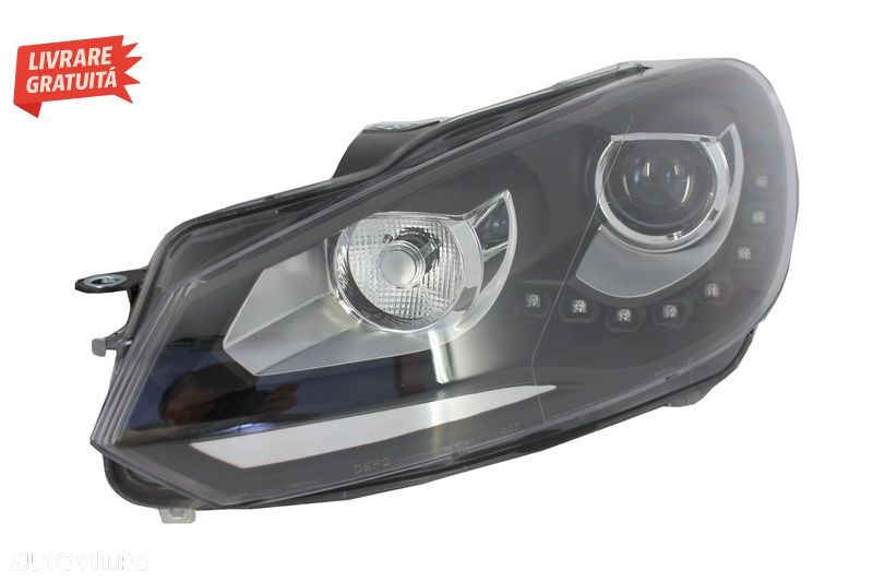 Faruri LED VW Golf 6 VI (10.2008-2012) DAYLIGHT DRL GTI Look Negru- livrare gratuita - 3