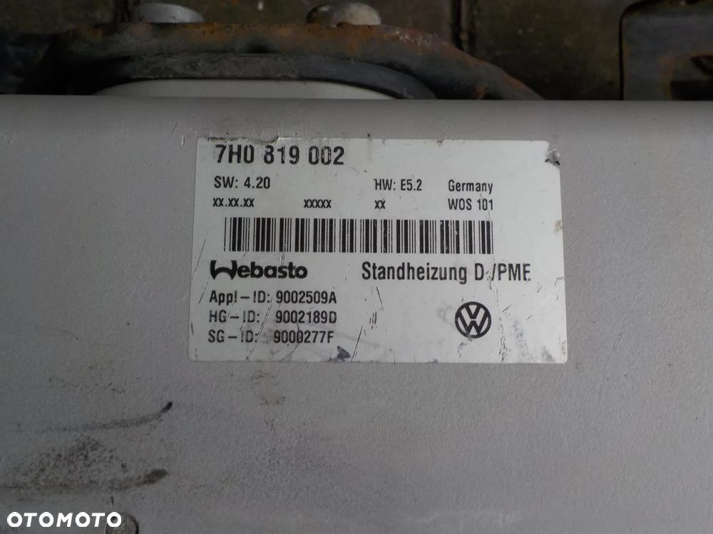 VW T5 T6 OGRZEWANIE POSTOJOWE WEBASTO SUCHE KOMPLET - 6