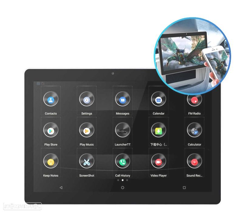 ENCOSTO DE CABEÇA ANDROID 10 9.1 POLEGADAS HD USB SD - 1