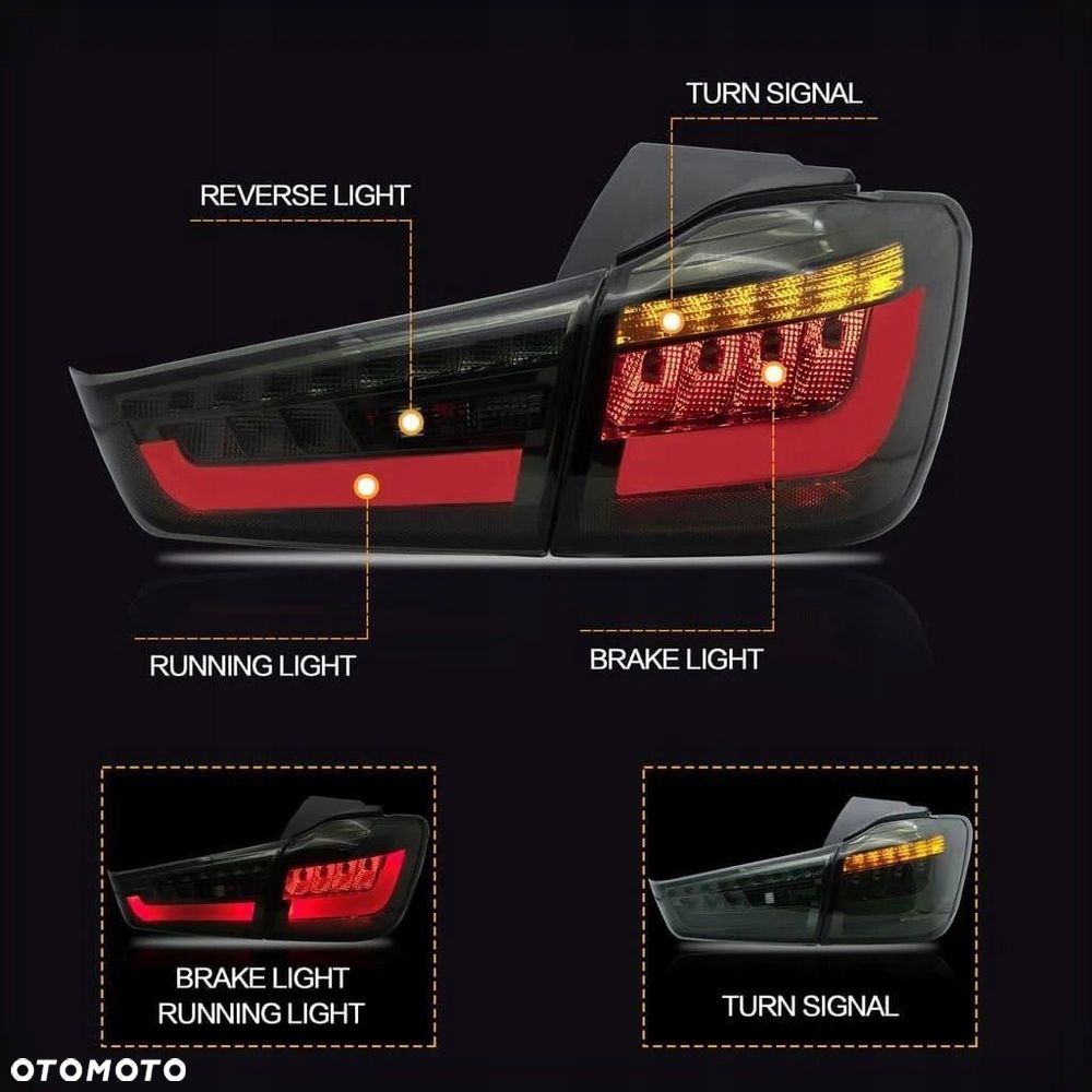 Lampy tylne 4szt kpl Led Tuning Smoke Dymione Mitsubishi ASX I 1 2010-2019 - 6