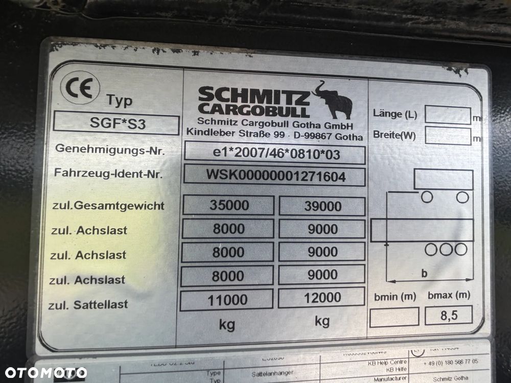 Schmitz Cargobull SKL 39m3 aluminiowa , hamulce tarczowe, - 10