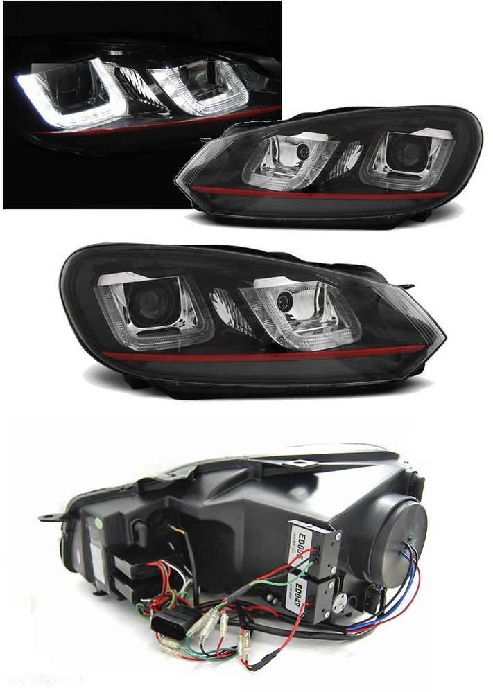 Lampy Reflektory VW GOLF VI 6 08-12 U-TYPE DRL RED - 2