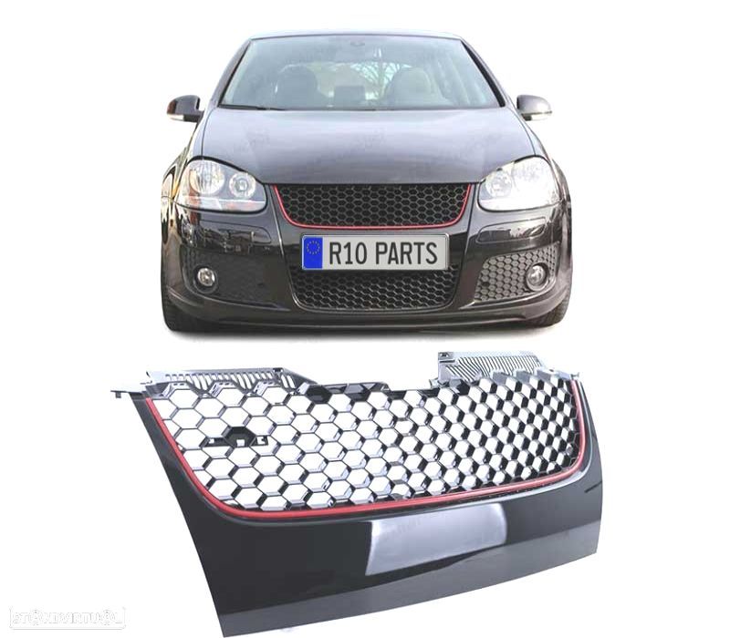 GRELHA FRONTAL VOLKSWAGEN VW GOLF 5 PRETO VERMELHO LOOK GTI - 1