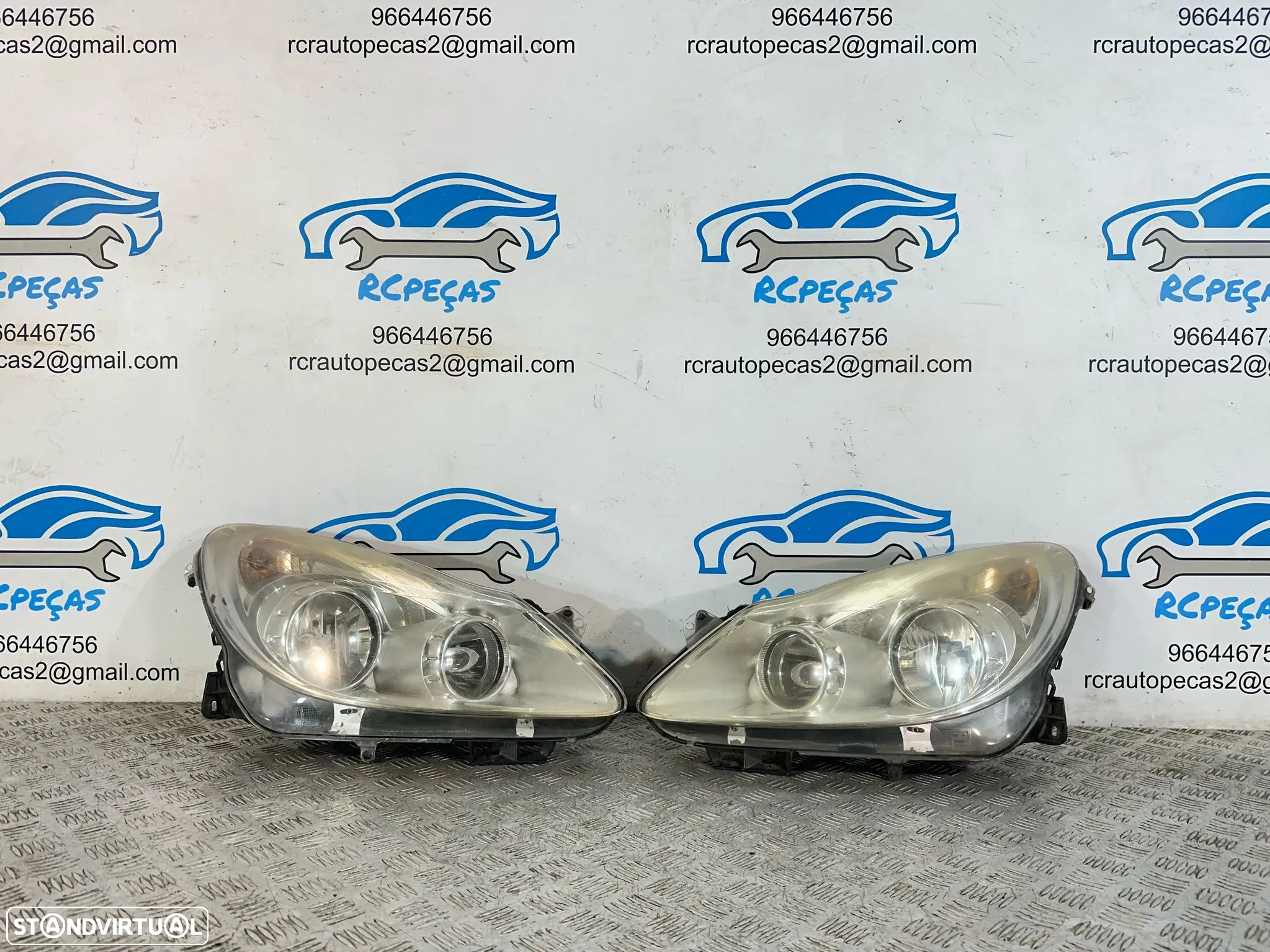 .Conjunto Oticas Farois Frontal Frente Esquerda Direita Halogenio Original GM Opel Corsa D 13186384 13186383 2006 - 2014 - 2