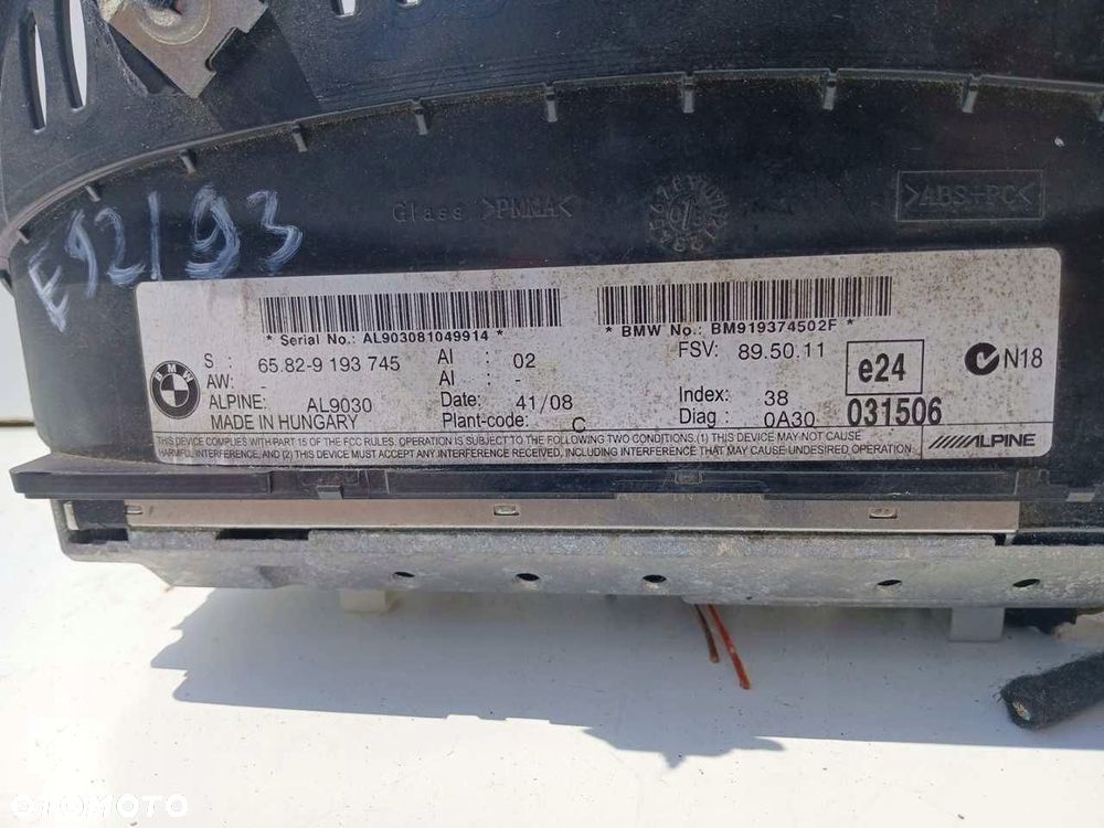 WYŚWIETLACZ NAVI NAWIGACJI EKRAN MONITOR BMW 3 E90 E92 E93 6582-9193745 - 3