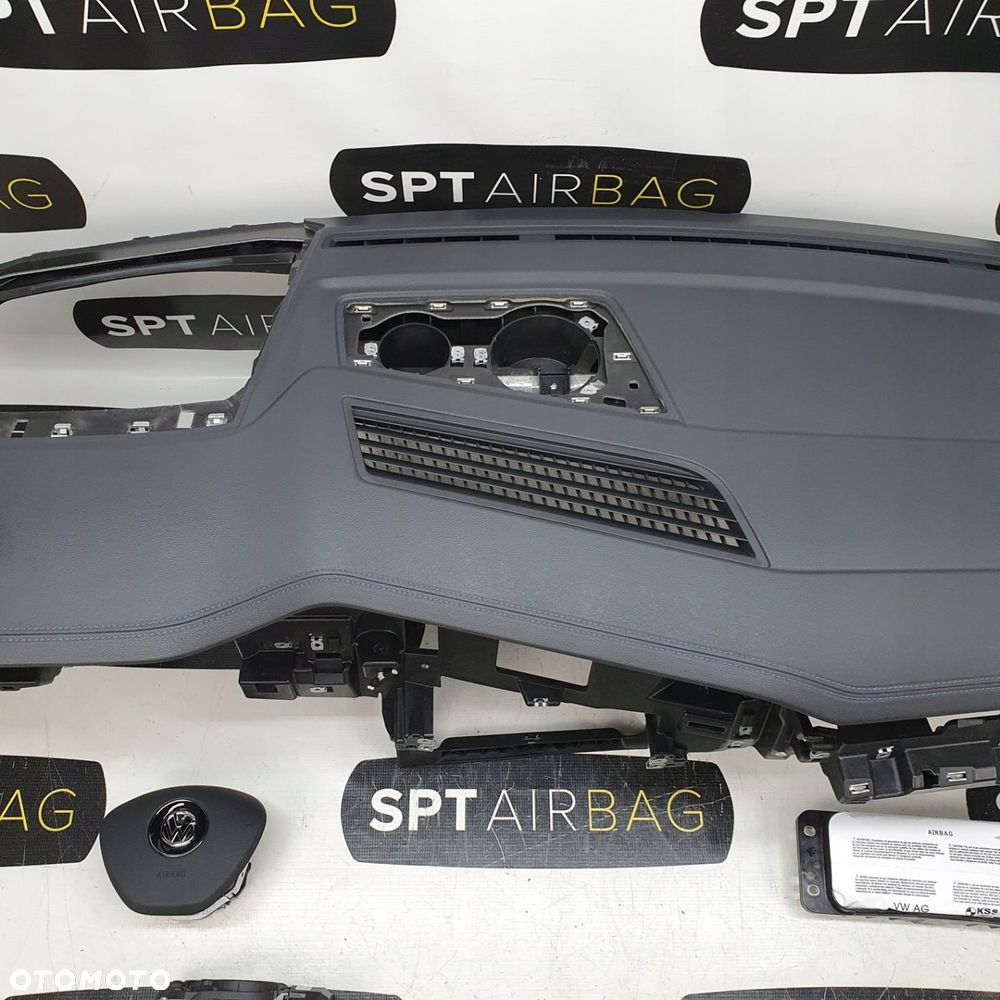 VVW TOUAREG III 3 DESKA ROZDZIELCZA HEAD UP NIEBIESKA NITKA KONSOLA KOKPIT PULPIT PODUSZKI AIRBAG AIR BAG PASY KIT SET - 3