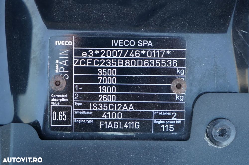 Iveco 35-160 / CONTAINER - 4,3 M / platformă elevatoare SORENSEN - 750 KG / MANUALĂ / IMPORTATĂ / EURO 6 - 31