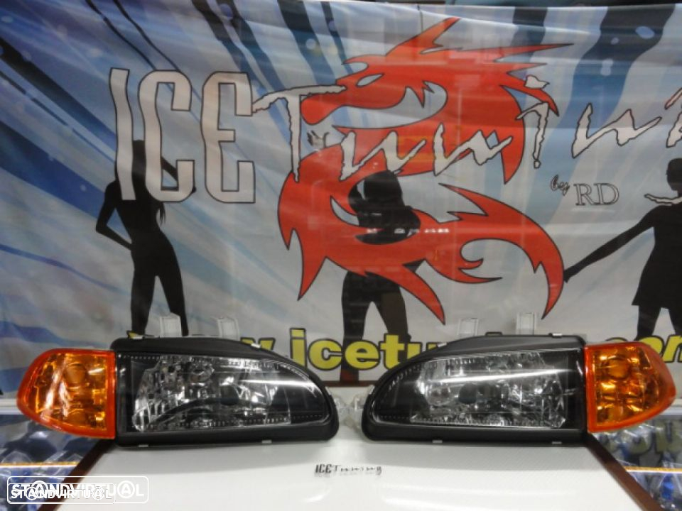 Farois frontais com luz branca 5000k Honda civic 92-95 JDM+piscas frontais eurolook 2, 3 portas  EG3 EG4 EG5 EG6 EJ1 EJ2 - 2