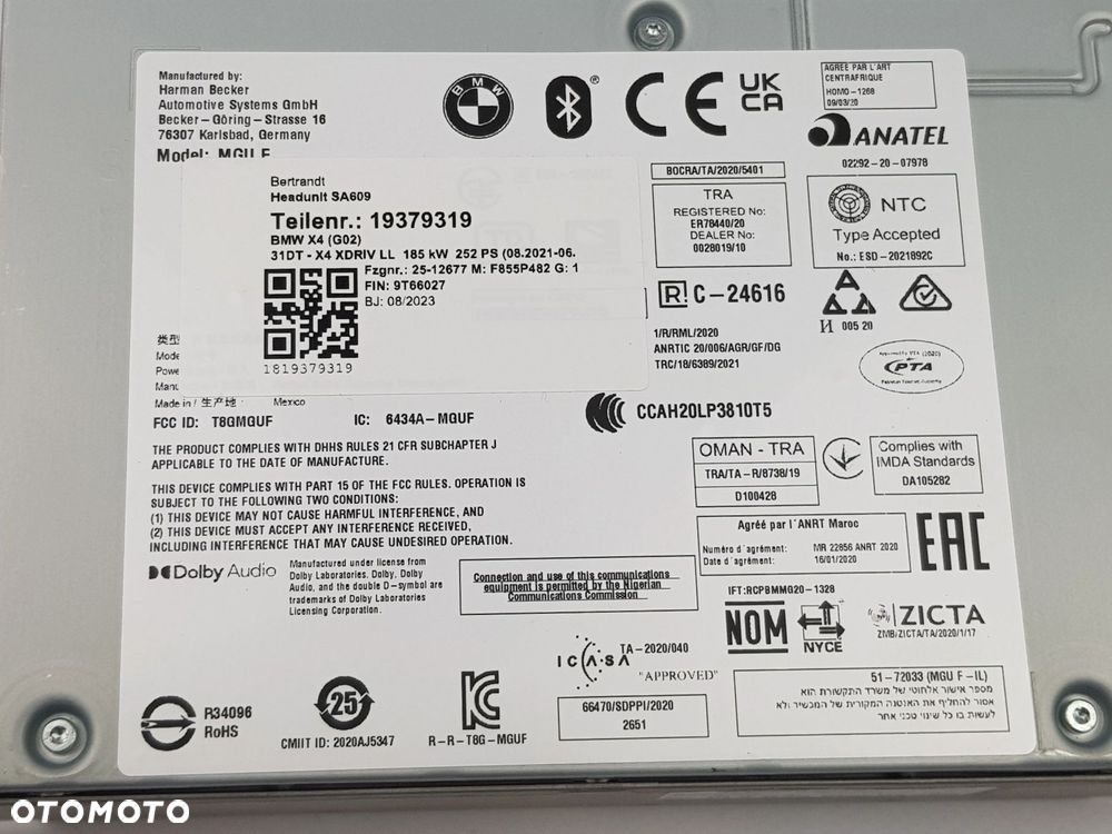 Wzmacniacz Moduł Audio GPS BMW X3 G01 X4 G02 G20 5B369C5 - 8