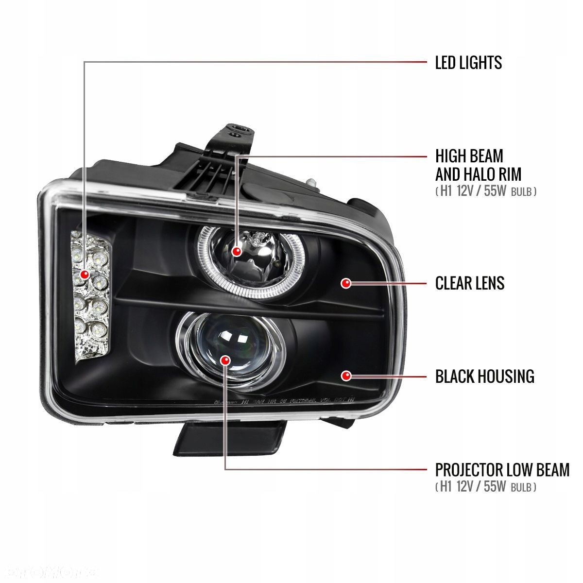 Reflektor Lampa kpl Led Ring Angel Eyes Tuning Ford Mustang V 5 2004-2009 - 8