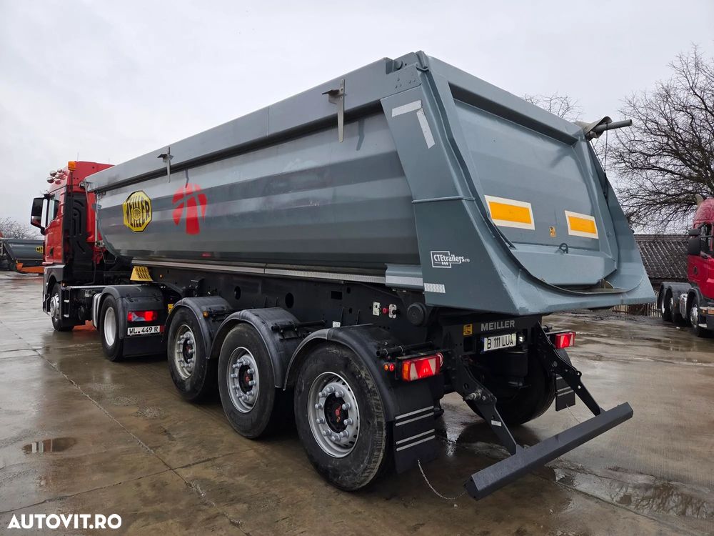 Meiller 3 axe, 28mc, axe SAF, prelata, roata rezerva, axa liftabila, picoare sprijin, masa propie 6,7t, scena vizitare, STARE FOARTE BUNA-posibilitate leasing 4 ani-PROMOTIE 23900 EUR+Tva - 2