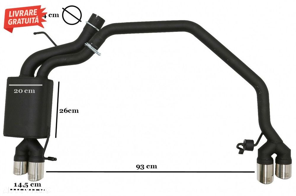 Difuzor Negru Lucios cu Sistem Evacuare BMW Seria 5 F10 (2011-2016) - 8