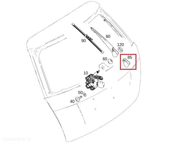 MERCEDES WIELE MODELI Zaslepka ramienia wycieraczki tył OE - 2