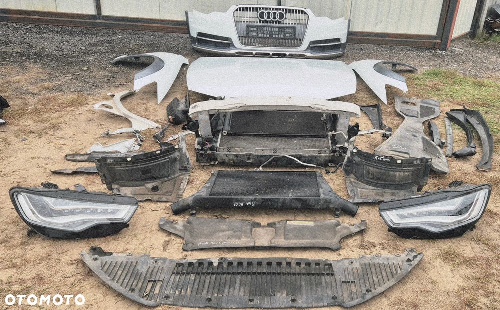 Kompletny Przód Biały Audi A6 C7 Full LED ALLROAD 2012- Maska Zderzak 6xPDC Kamera Lampy Błotniki Chłodnice Wzmocnienie Grill